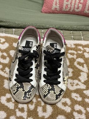 Golden Goose Women's Snakeskin Sneakers with Pink Heel